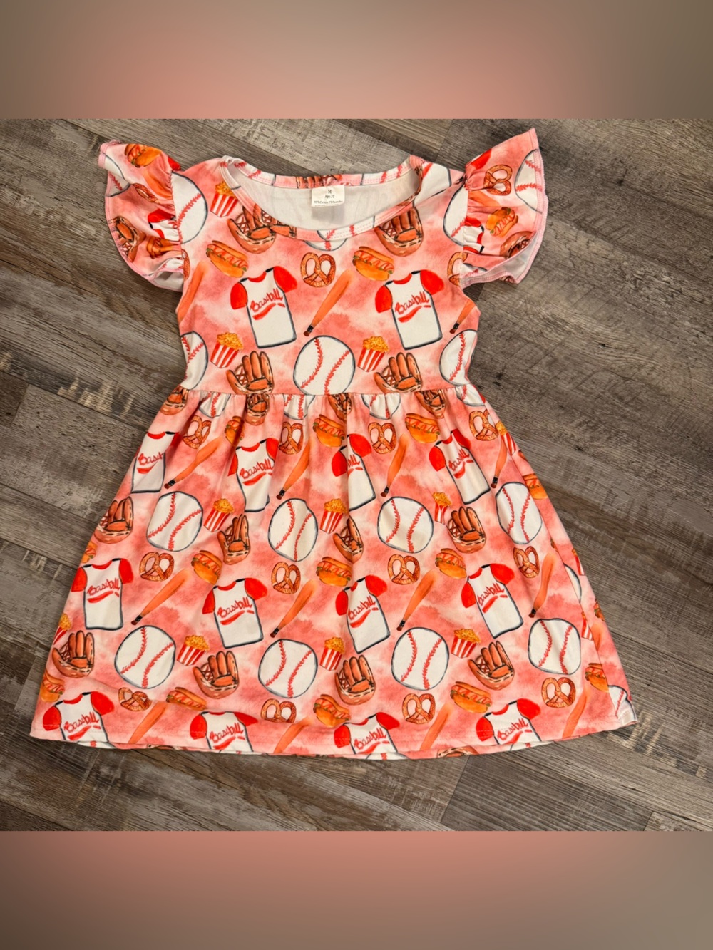 Baseball & Ballpark Snack Print Girls boutique Dress size 3T